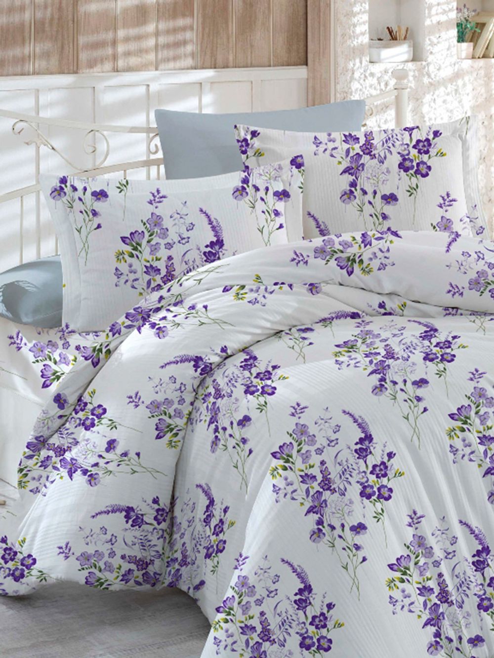 Постельное белье бязь Сказка "Цветущий лен" 2-спальный на молнии Наволочка 50х70 см 2 шт Простынь 210х215 см Пододеяльник 175х215 см