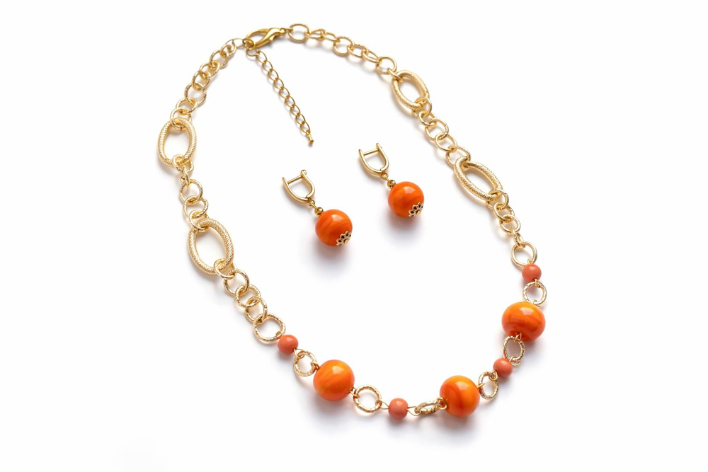 Комплект украшений из муранского стекла: колье, серьги