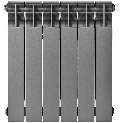 Радиатор биметаллический STOUT TITAN VENTIL 500 - 6 секций (подключение нижнее правое, цвет графит RAL 7024)