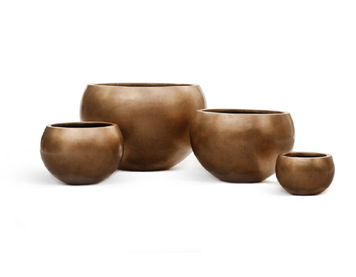 Кашпо TREEZ Effectory - Metal - Полусфера - Тёмное матовое золото