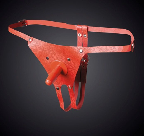 Трусики для страпона Sitabella – кожаные, универсальные, плаг 6,8 см