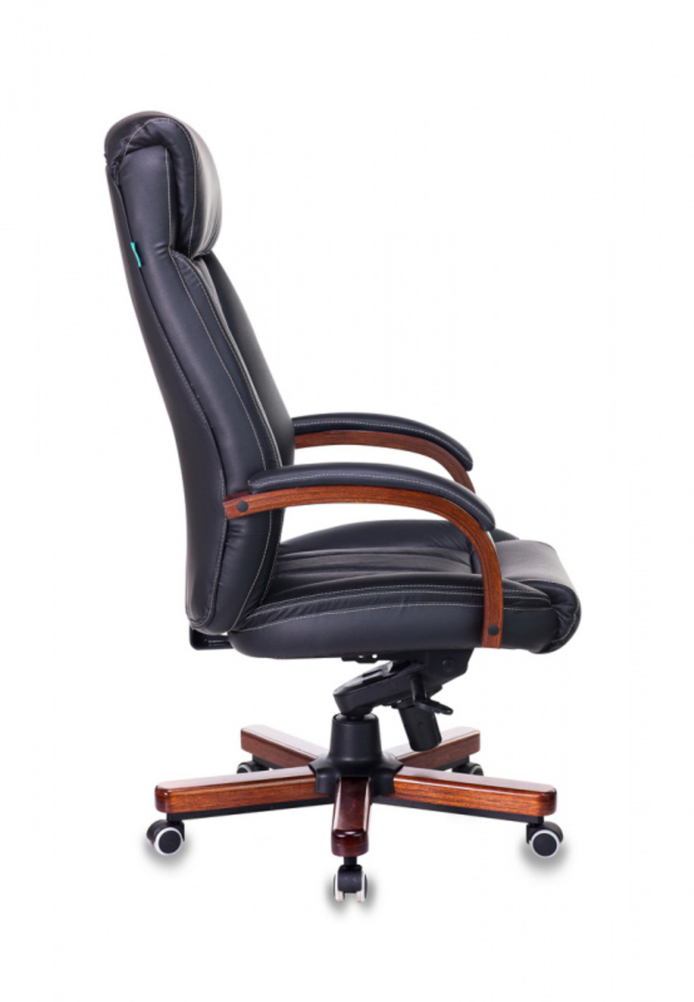 Кресло руководителя Бюрократ T-9922WALNUT, черный, кожа крестов., металл/дерево