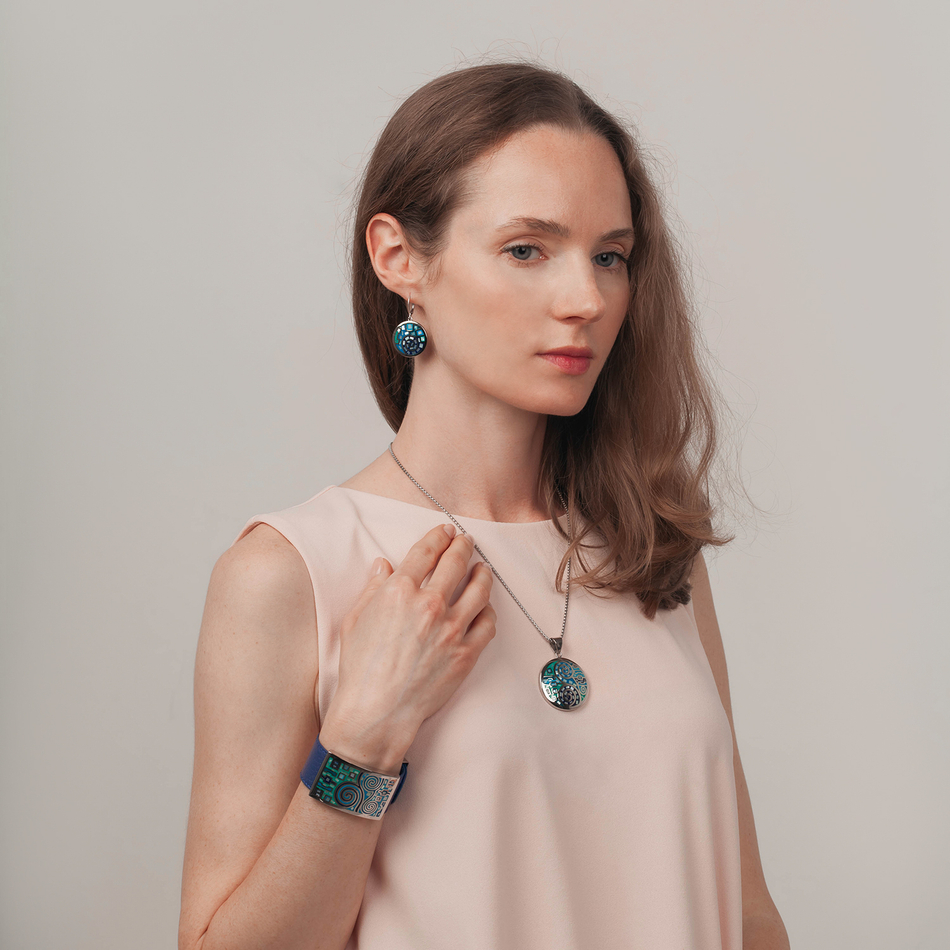Браслет Fiore Luna на кожаном синем ремешке CB01319-8 BL/S