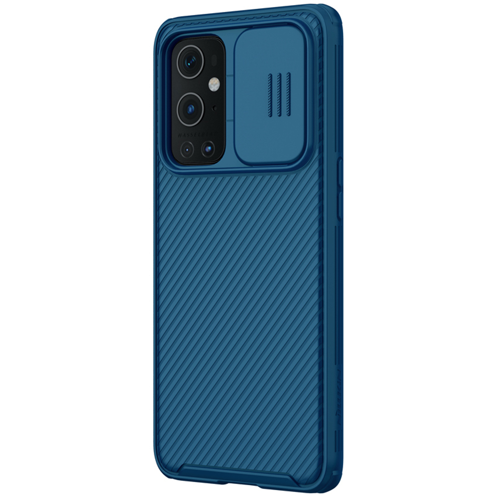 Чехол синего цвет от Nillkin CamShield Pro для телефона OnePlus 9 Pro, с защитной крышкой для камеры