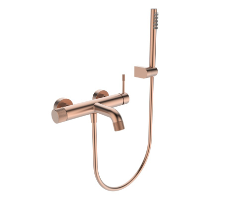 Смеситель для ванны V403531-R однорычажный латунный с коротким литым изливом, розовое золото