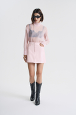 Юбка мини из розовой экокожи