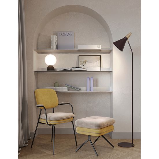 Стул с подлокотниками и контрастным кантом pea, велюр, желтый/бежевый