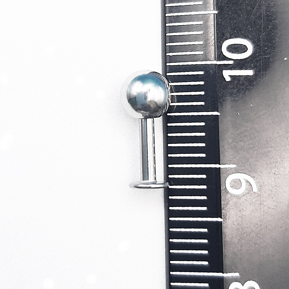 Лабрет для пирсинга 6 мм с шариком 5 мм, толщиной 1,6 мм. Медицинская сталь