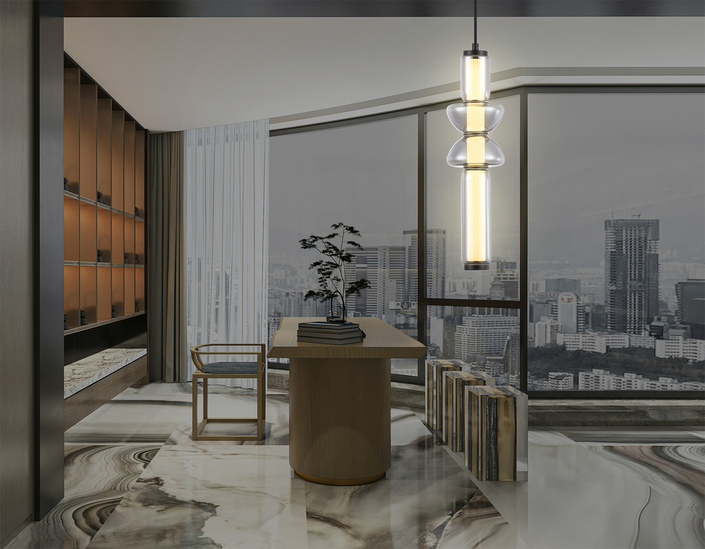 Светильник светодиодный подвесной LH11021 BK/SM черный/дымчатый 17W 3000K D120*435