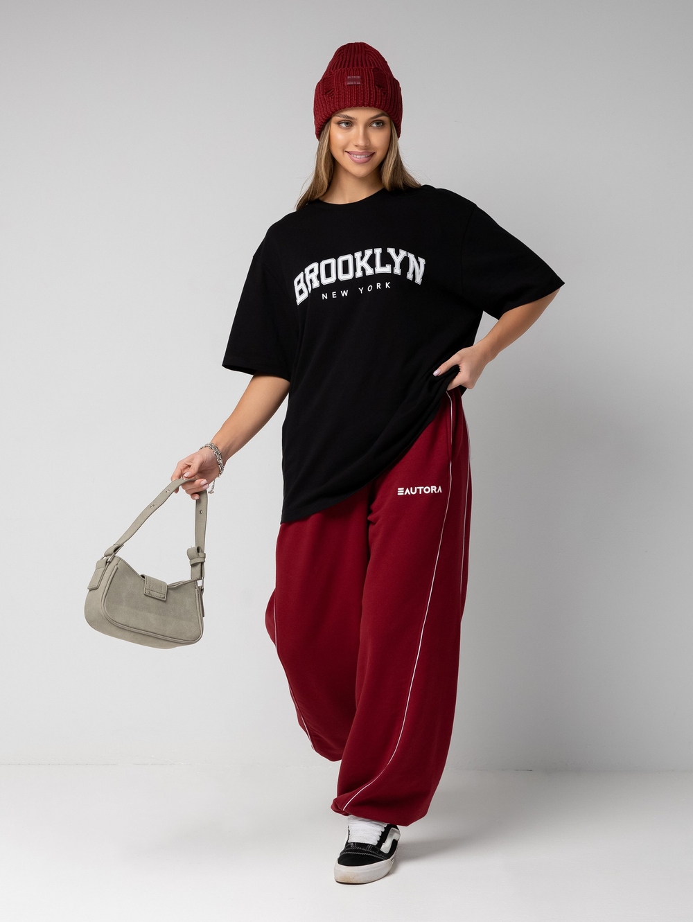 Футболка оверсайз с принтом длинная Brooklyn
