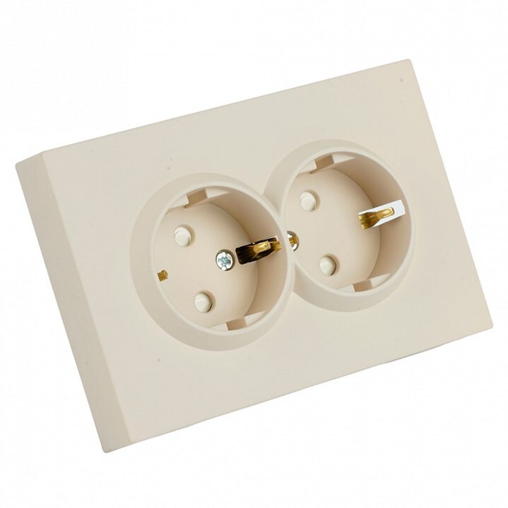 Розетка двойная с заземлением и со шторкой Stekker Эмили 49908