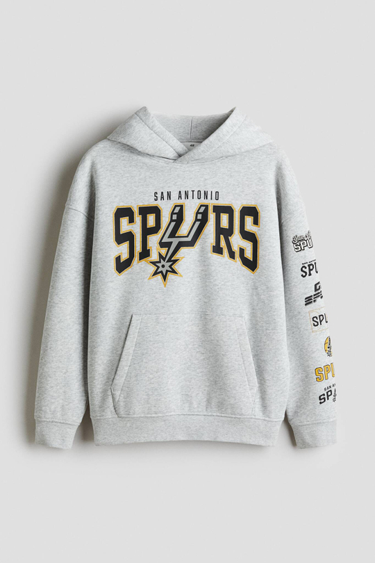 H&M Толстовка с капюшоном и принтом, светло-серый