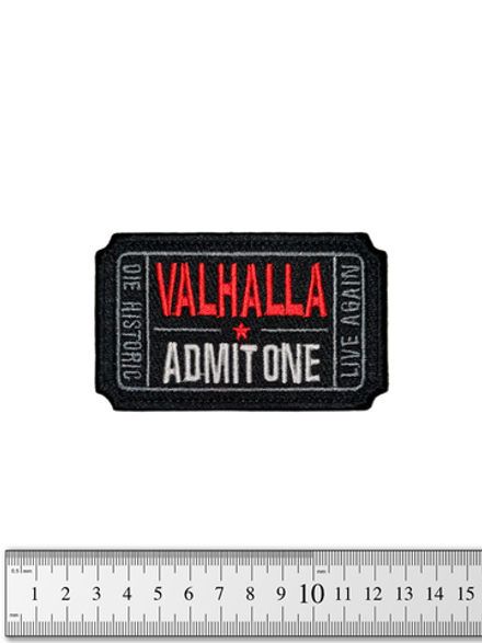 Шеврон Valhalla Admit One вышивка. Чёрный