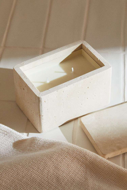 ZARA HOME СВЕЧА В ПРЯМОУГОЛЬНОМ МРАМОРНОМ КОНТЕЙНЕРЕ, БЕЖЕВЫЙ