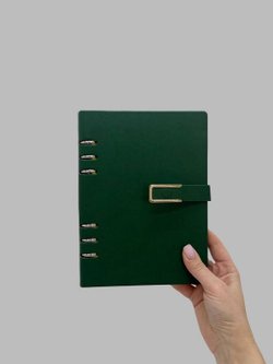 Блокнот органайзер А5 на кольцах 96 л. на магните в линейку зеленый (5919-1)