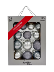 Набор стеклянных шаров Серебряный Микс 26 шт., Christmas DeLuxe (86782)