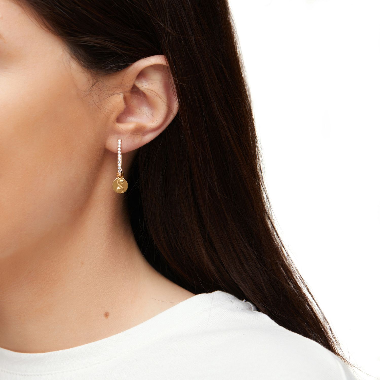 Моносерьга Yin Yang Oval Hoop Earring