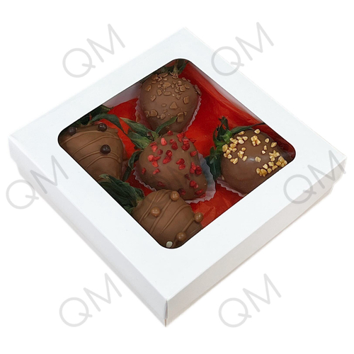Коробка для клубники в шоколаде 150*150*40 мм (белая), 10шт
