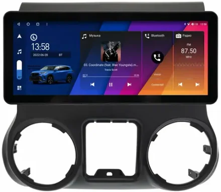 Магнитола для Jeep Wrangler 2010-2014 - Canbox H-Line 1294 монитор 12.3" QLED в стиле Audi на Android 10, ТОП-процессор, CarPlay, 4G SIM-слот