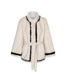 CARELLI ШУБА ИЗ ИСКУССТВЕННОГО МЕХА С ПОЯСОМ, КРЕМОВЫЙ