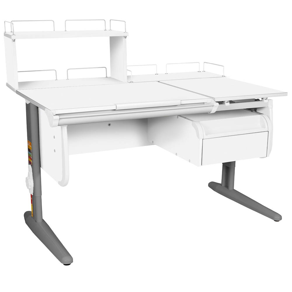 Растущая парта СУТ 25 с задними полками СУТ.15.210 и СУТ.15.240 и навесной тумбой (1200×880 мм)