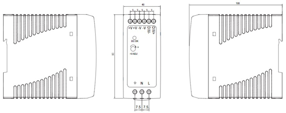 Преобразователь AC-DC сетевой Mean Well DRA-40-12