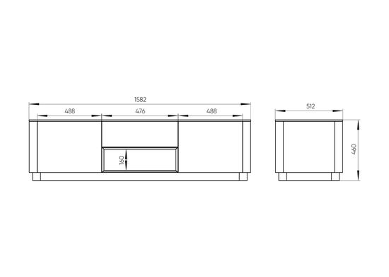 Тумба Tammi под ТВ ширина 160 см (молочный)