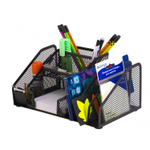 Подставка-органайзер д/канцтоваров, Alingar, металлическая, 22,5 см * 14,5 см*11 см, 7 отделений, держатель для скотча, черный