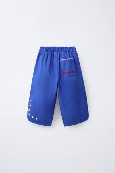 ZARA Х SISSEL EDELBO БРЮКИ BAGGY С ВЫШИВКОЙ, ЯРКО-СИНИЙ