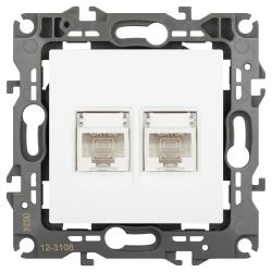 Розетка ЭРА Серия 12 12-3108-01М информационная двойная 2XRJ45, белый матовый
