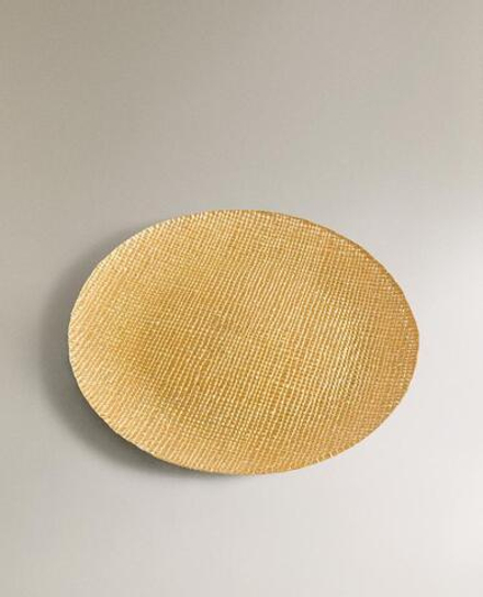 ZARA HOME СТЕКЛЯННАЯ СЕРВИРОВОЧНАЯ ТАРЕЛКА, ЗОЛОТОЙ