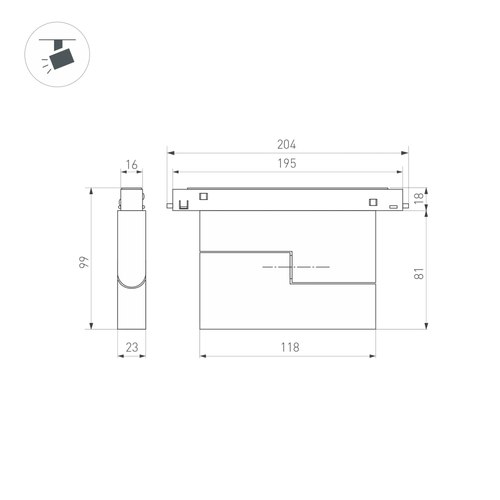 Светильник MAG-ORIENT-FLAT-FOLD-S195-6W Day4000 (BK, 80 deg, 48V) (Arlight, IP20 Металл, 5 лет) 034657(1)
