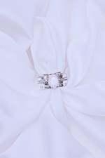 Кольцо «Мозаик» с овальным лунным радужным камнем и сердечком белый циркон