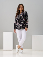 Блузка БЛ-22/черный-лилии