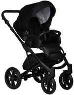 Детская коляска Indigo Mio S 3 в 1 с автокреслом Avionaut Cosmo Beige 02 черная кожа+черный