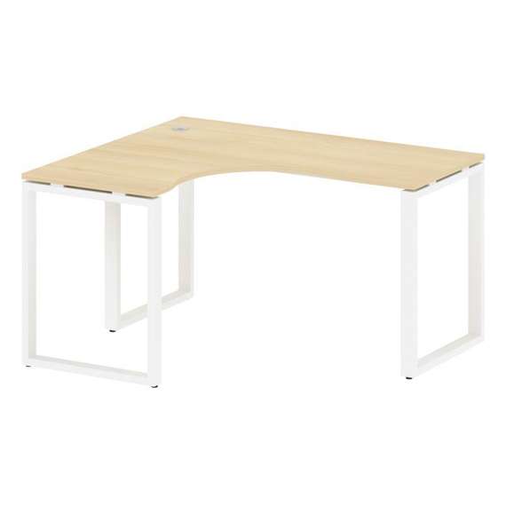 Metal System Стол криволинейный левый на О-образном м/к БО.СА-3 (L) Акация Лорка/Металл Белый 1400*1