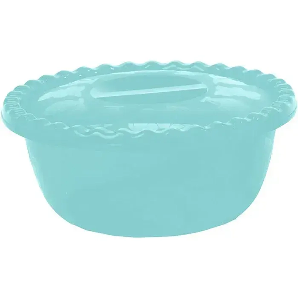Миска круглая 5л с крышкой аквамарин (комплект 20 шт)