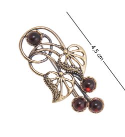 AM-4107 Брошь «Кувшинки» (латунь, янтарь)