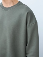 Свитшот оверсайз, без начеса (серо-зеленый)