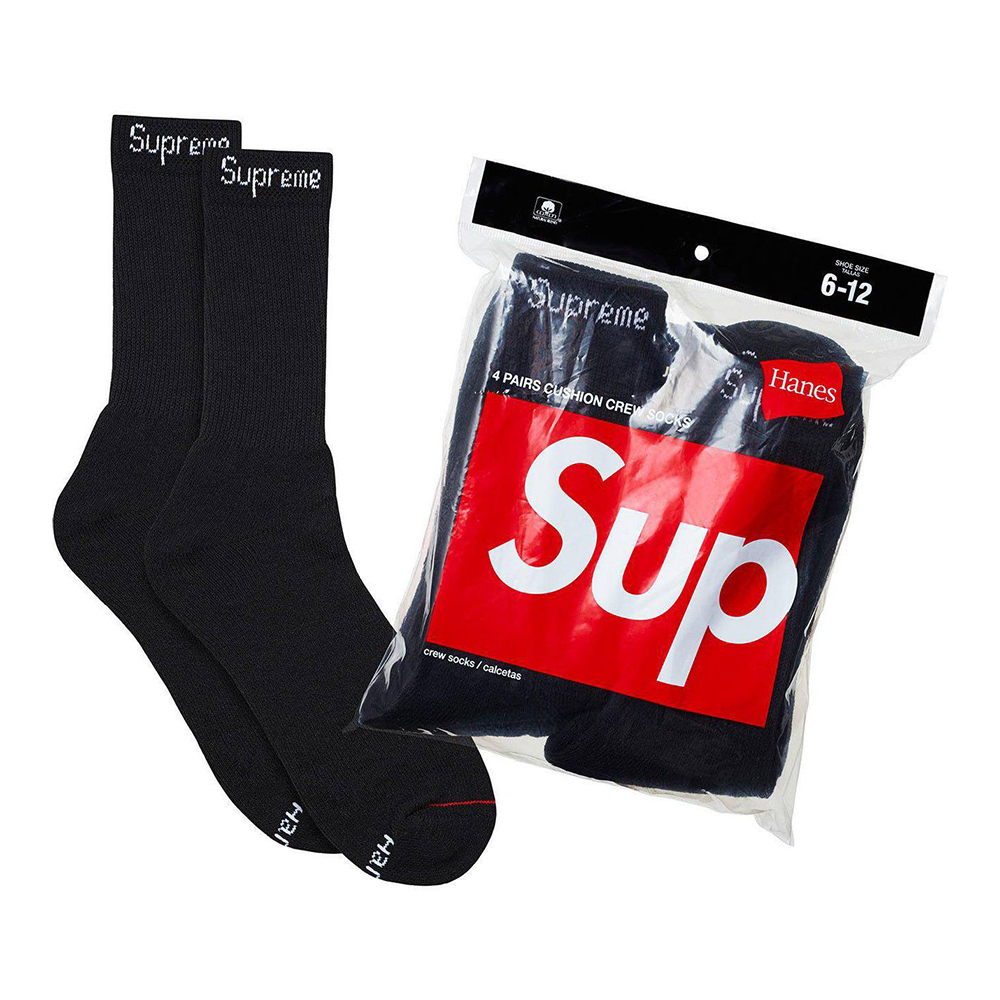 Носки Supreme x Hanes Crew Black
