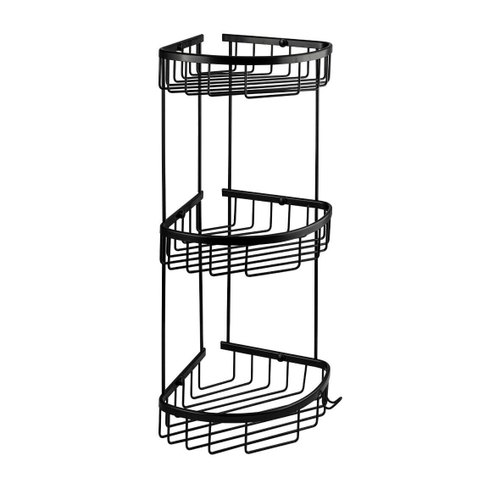 Полочка TITAN угловая овальная тройная, ЧЁРНЫЙ 76062