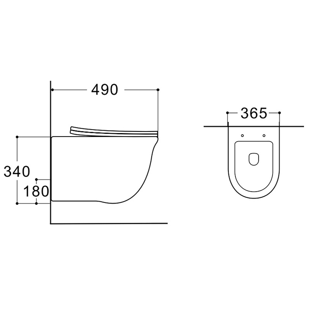 Унитаз подвесной Azario LISTA 490х365х340 безободковый, система смыва "Скрытое Торнадо", с быстросъемным сиденьем "Микролифт" (AZ-1177T)