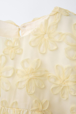 ZARA РУБАШКА ИЗ ОРГАНЗЫ С ЦВЕТОЧНЫМ ПРИНТОМ, СВЕТЛО-ЖЕЛТЫЙ