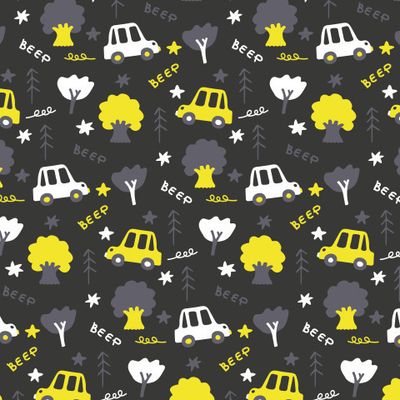 Buy baby fabric hand drawn cars black