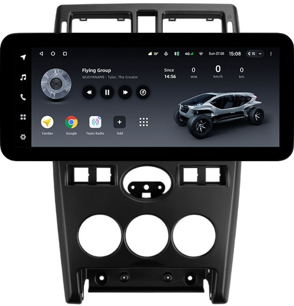 Магнитола для Lada Priora 2007-2013 (рамка черная) - Teyes LUX ONE ROUND монитор 12.3" 2K QLED на Android 10, CarPlay, 4G SIM-слот