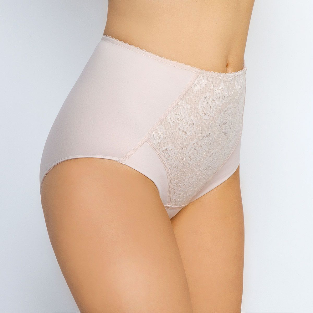 Трусы-макси с высокой линией талии (Размер: 50) (Цвет: пудровый)