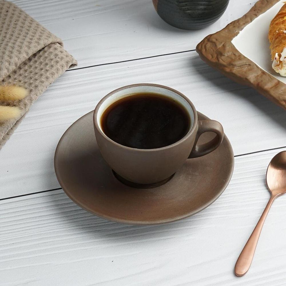 Чайная пара 200 мл d 9 см h6 см White Matt New Brown Taiga P.L. Proff Cuisine [6]