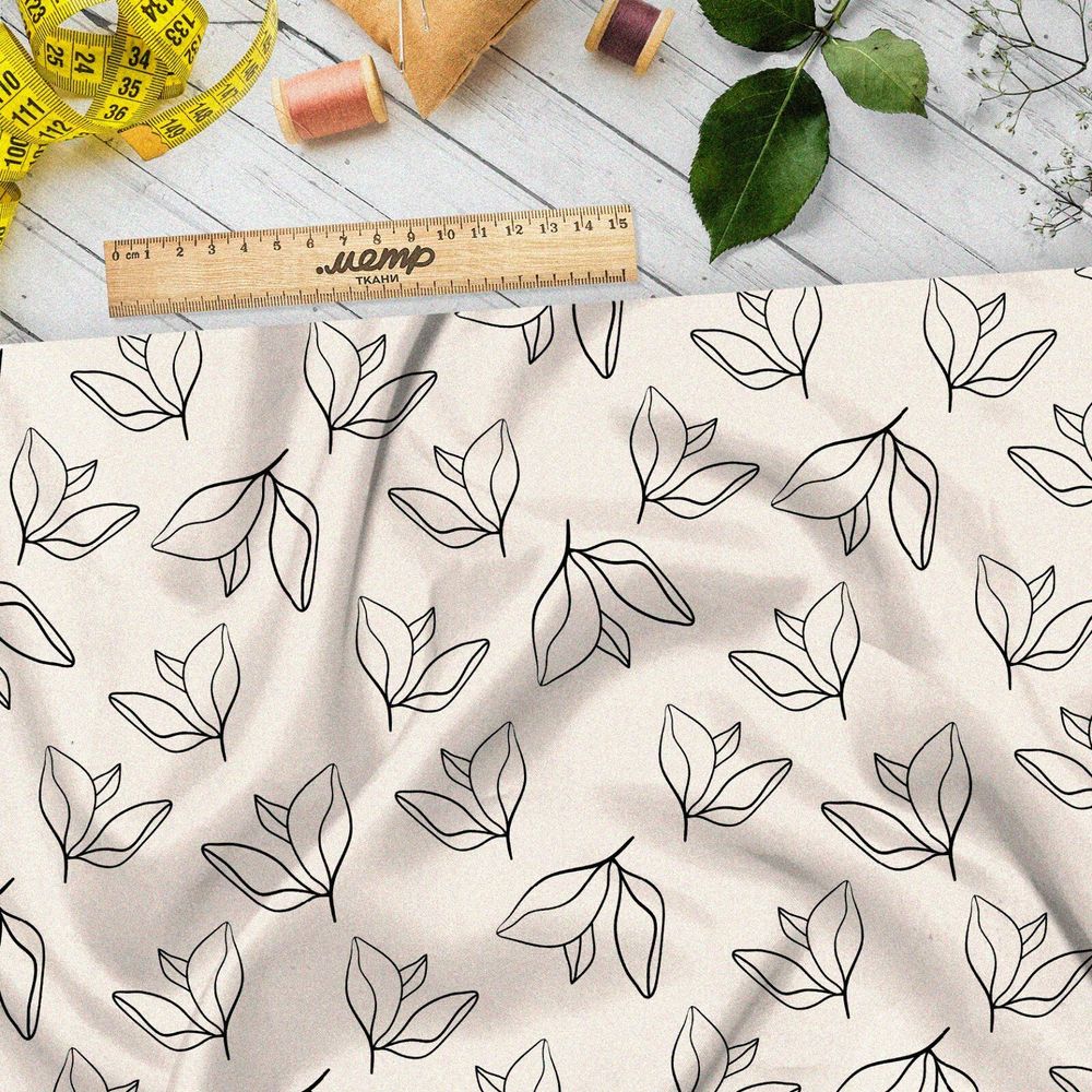Ткань бифлекс контуры листочков