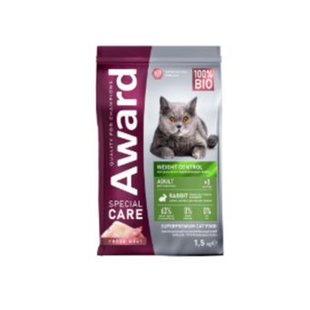 Сухой корм AWARD SPECIAL CARE Weight Control для взрослых стерилизованных кошек для контроля веса со свежим мясом кролика 1,5 кг