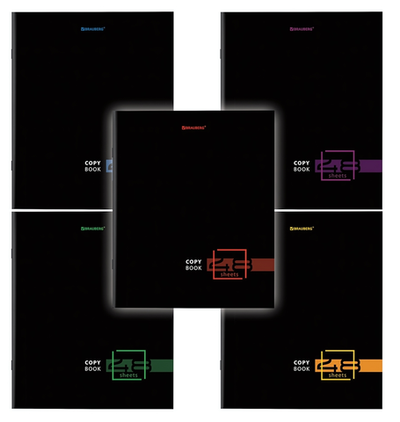 Тетрадь А5 48л. линия "Dark" скоба, обложка картон, микс в спайке (BRAUBERG)